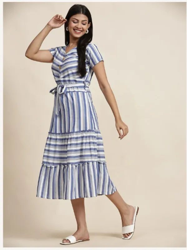 Blue_And_White_Cotton_Blend_Premium_Tina_Dress_For_Women