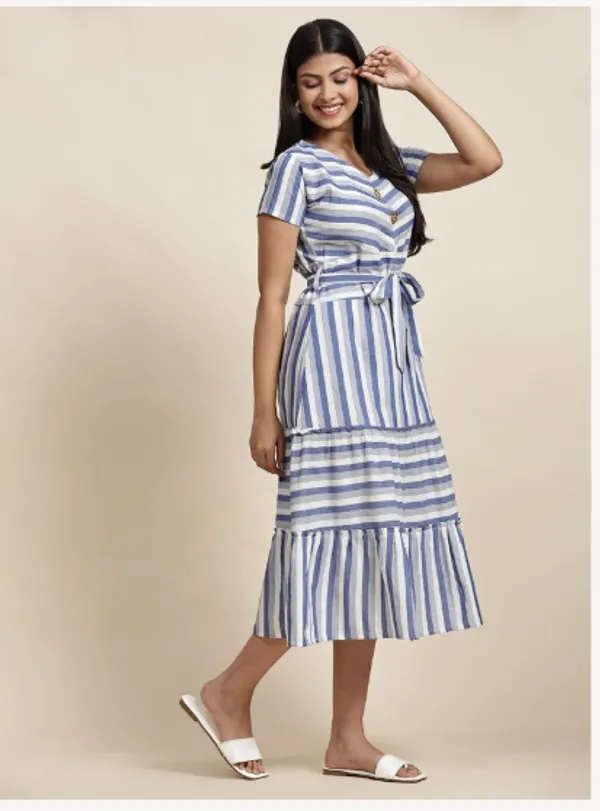 Blue_And_White_Cotton_Blend_Premium_Tina_Dress_For_Women