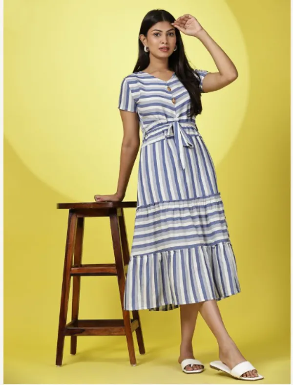 Blue_And_White_Cotton_Blend_Premium_Tina_Dress_For_Women