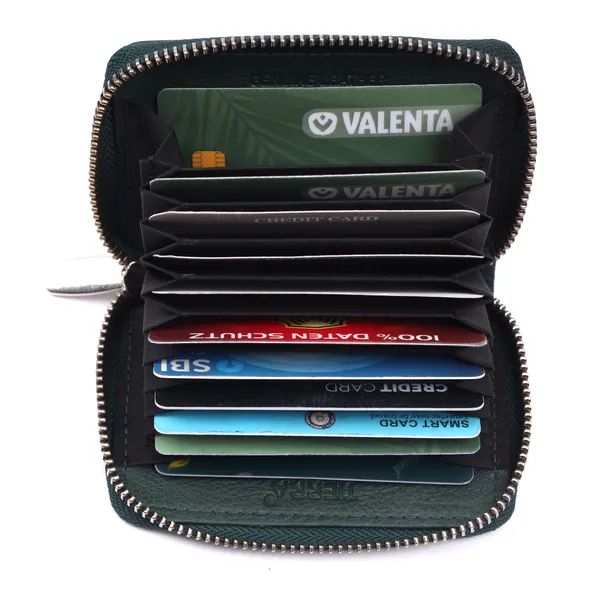 Green_Premium_Genuine_Leather_Card_Holder_Zipper_For_Men