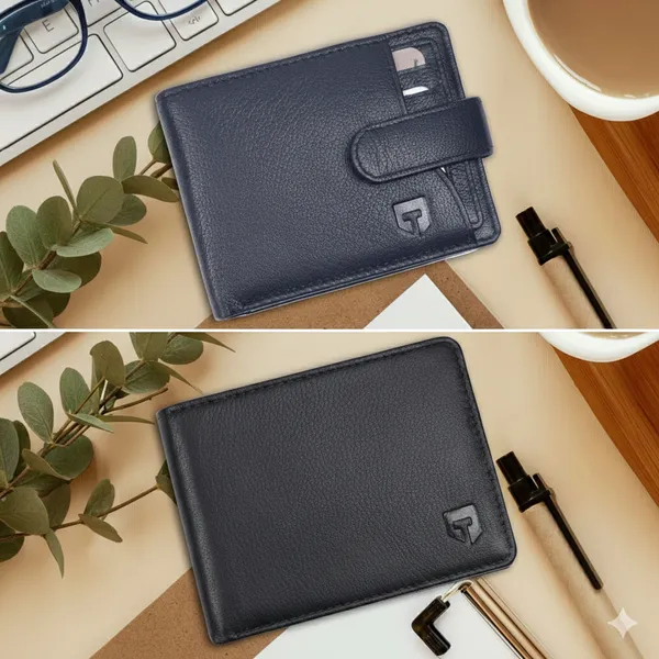 Bule_And_Black_Genuine_Leather_Bifold_Wallet_And_Leather_Wallet_With_Card_Holder_And_Money_Clip_For_Men_Pack_Of_2