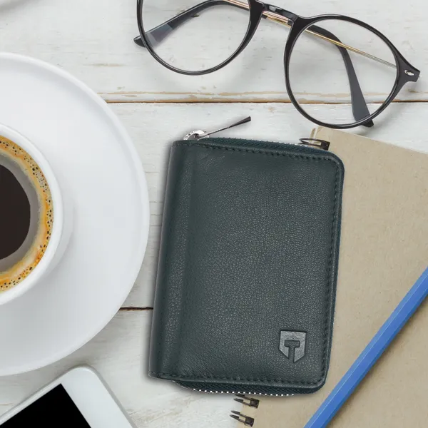 Green_Premium_Genuine_Leather_Card_Holder_Zipper_For_Men