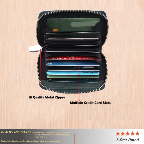 Green_Premium_Genuine_Leather_Card_Holder_Zipper_For_Men