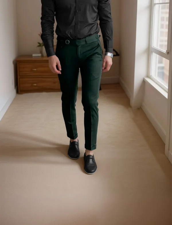Bottle_Green_Single_Pleated_Buckle_Gurkha_Pants