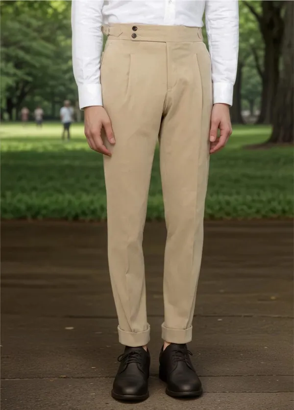 Beige_Signature_Buttoned_Gurkha_Pants