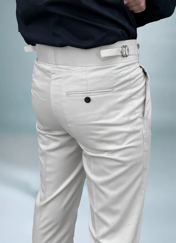 White_Double_Pleated_Buckle_Gurkha_Pants