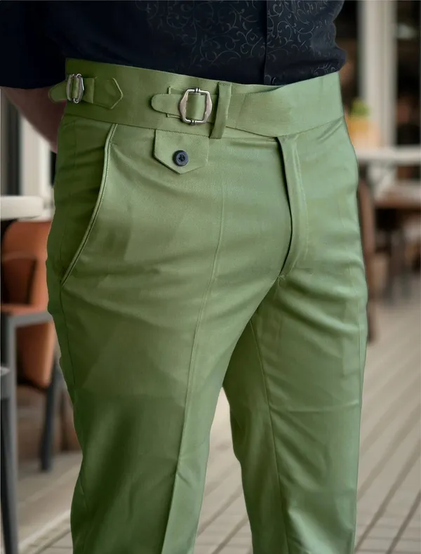 Pista_Green_Single_Pleated_Buckle_Gurkha_Pants