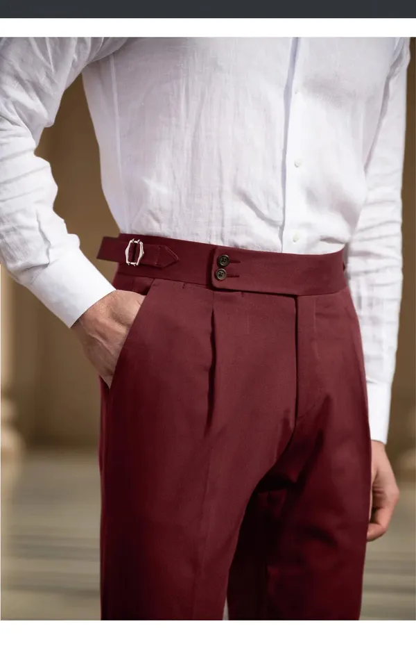 Wine_Signature_Buttoned_Gurkha_Pants