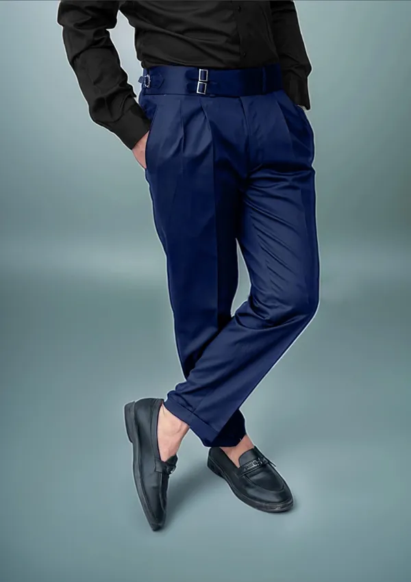 Navy_Blue_Double_Pleated_Buckle_Gurkha_Pants