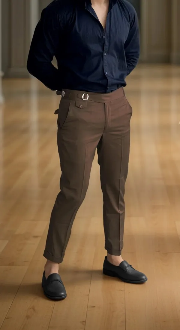 Brown_Single_Pleated_Buckle_Gurkha_Pants