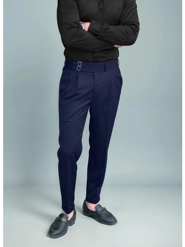 Navy_Blue_Double_Pleated_Buckle_Gurkha_Pants