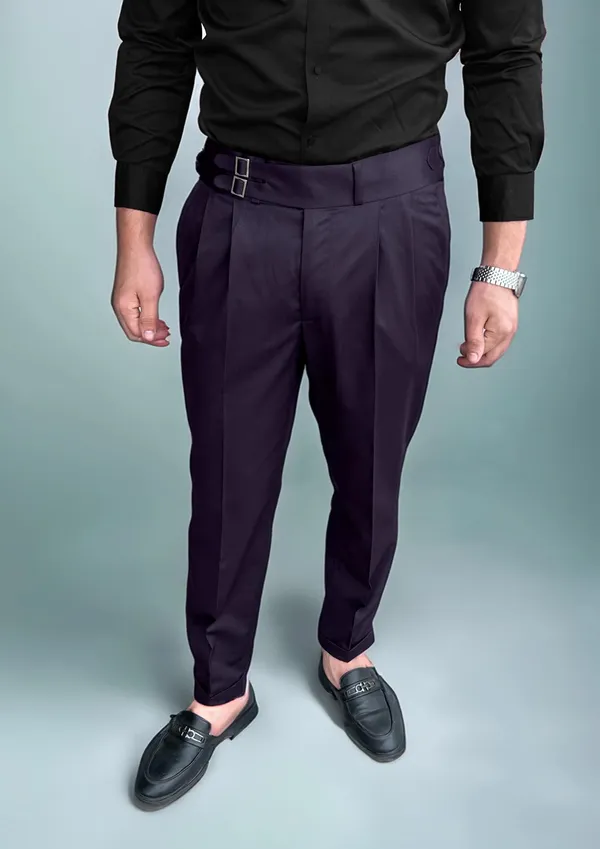 Violet_Double_Pleated_Buckle_Gurkha_Pants