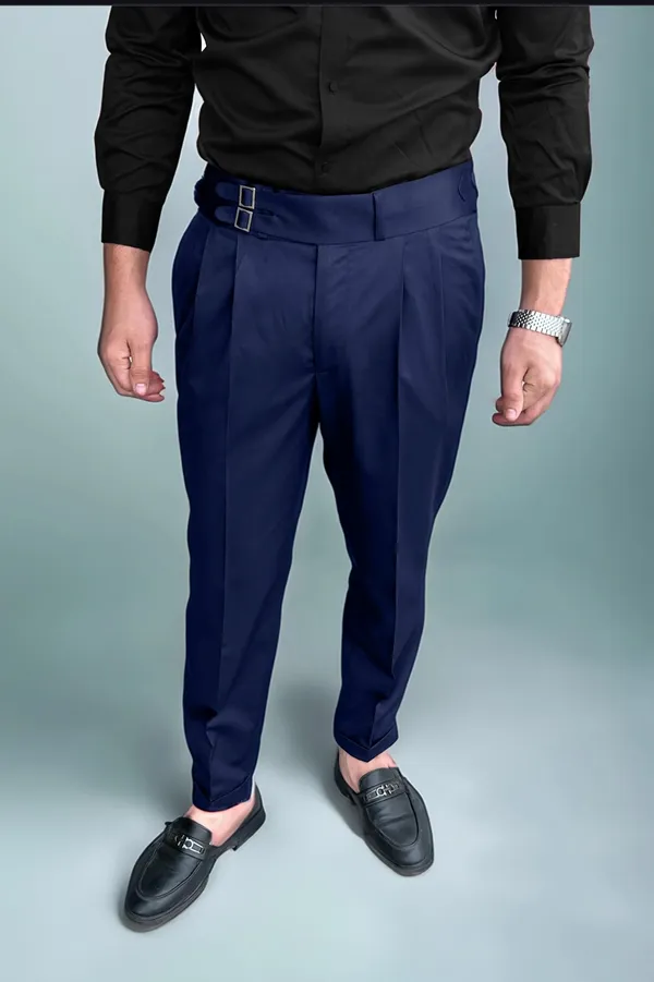 Navy_Blue_Double_Pleated_Buckle_Gurkha_Pants