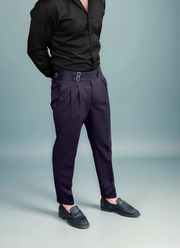 Violet_Double_Pleated_Buckle_Gurkha_Pants