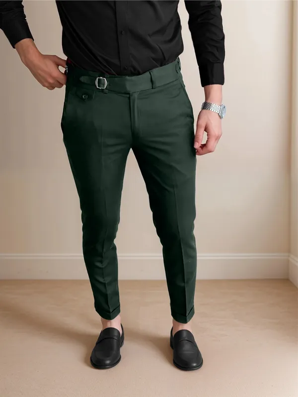 Bottle_Green_Single_Pleated_Buckle_Gurkha_Pants
