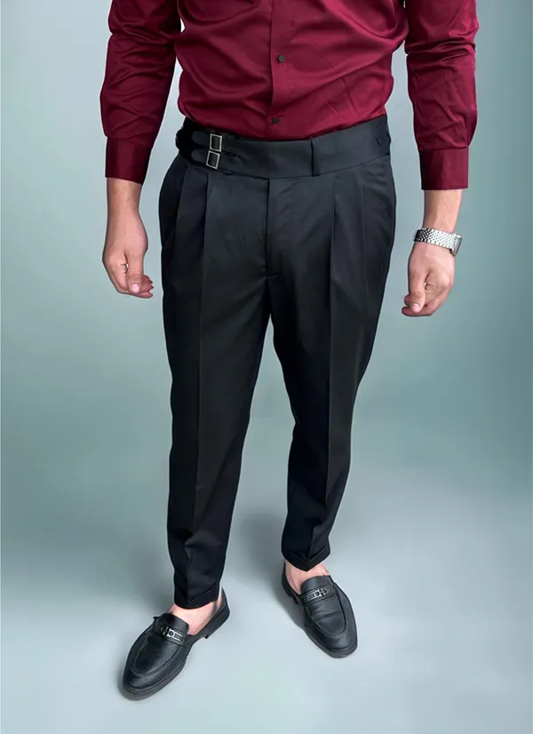 Black_Double_Pleated_Buckle_Gurkha_Pants
