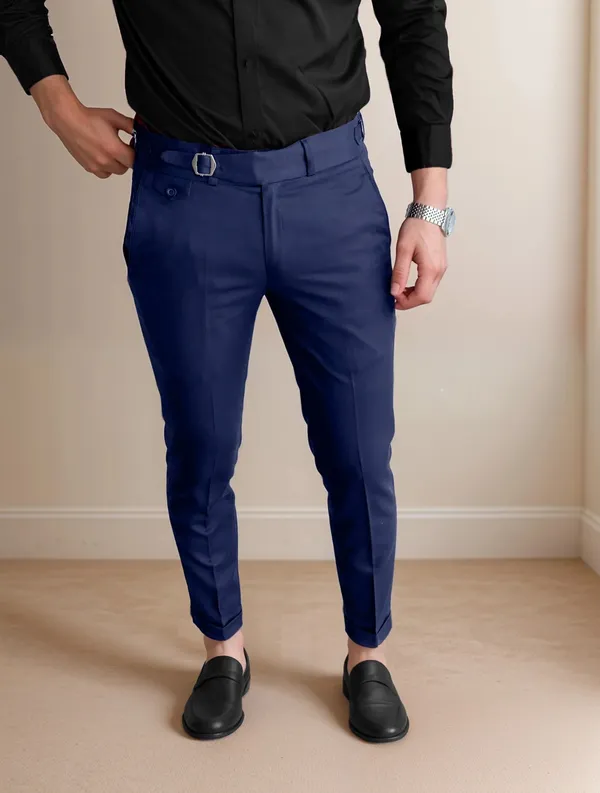 Navy_Blue_Single_Pleated_Buckle_Gurkha_Pants