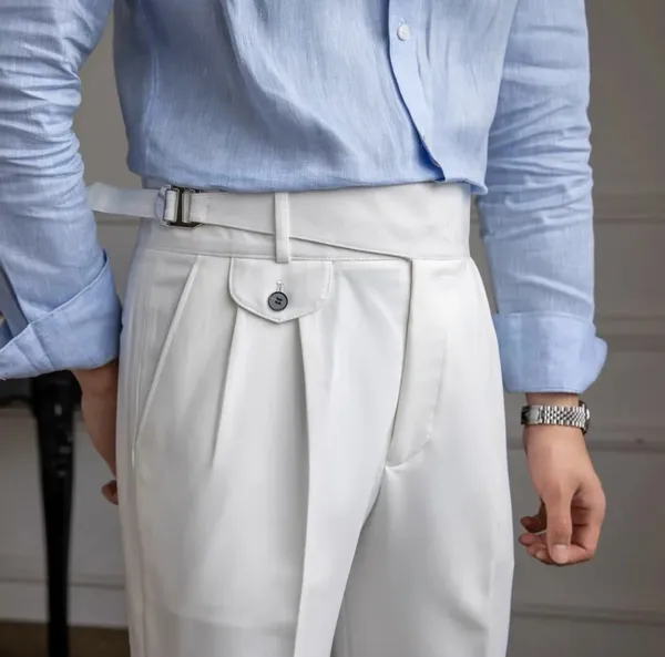 White_Classic_Side_Buckle_Gurkha_Pants