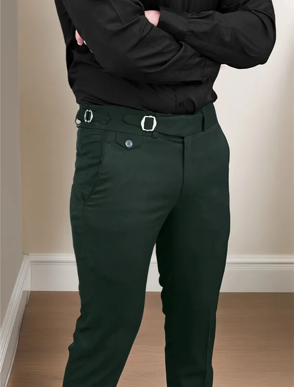 Bottle_Green_Single_Pleated_Buckle_Gurkha_Pants