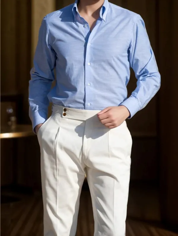 White_Signature_Buttoned_Gurkha_Pants