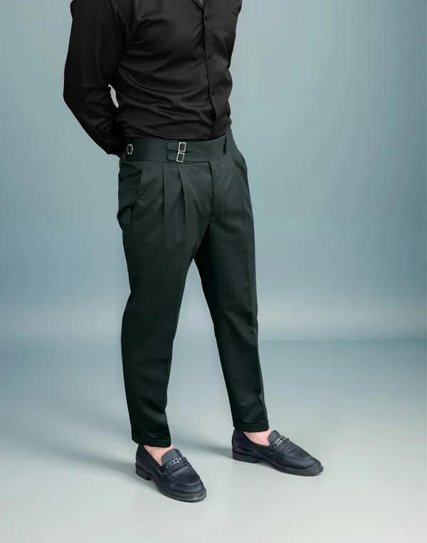 Bottle_Green_Double_Pleated_Buckle_Gurkha_Pants