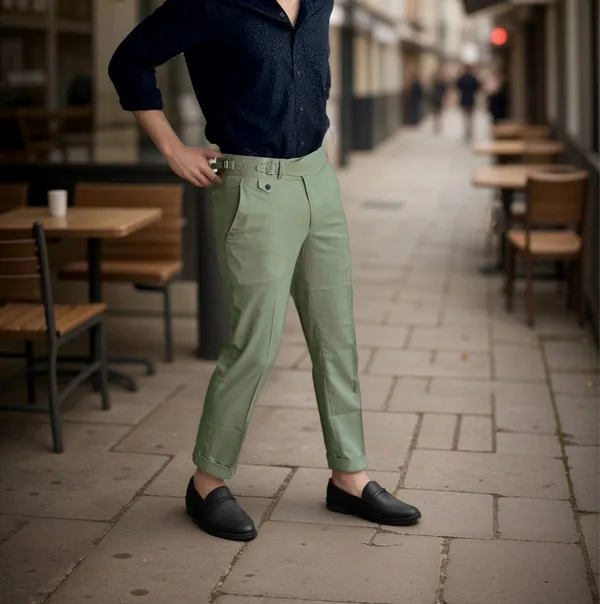 Pista_Green_Single_Pleated_Buckle_Gurkha_Pants