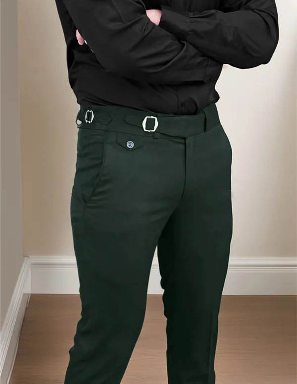 Bottle_Green_Single_Pleated_Buckle_Gurkha_Pants