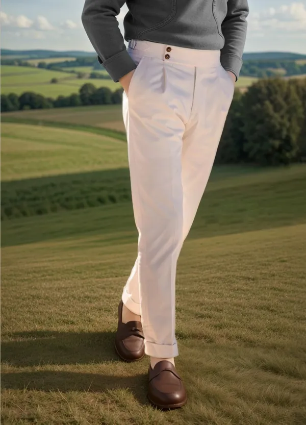 White_Signature_Buttoned_Gurkha_Pants