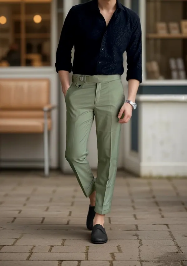 Pista_Green_Single_Pleated_Buckle_Gurkha_Pants
