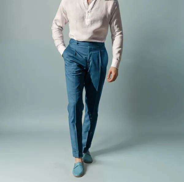 Teal_Blue_Signature_Buttoned_Gurkha_Pants
