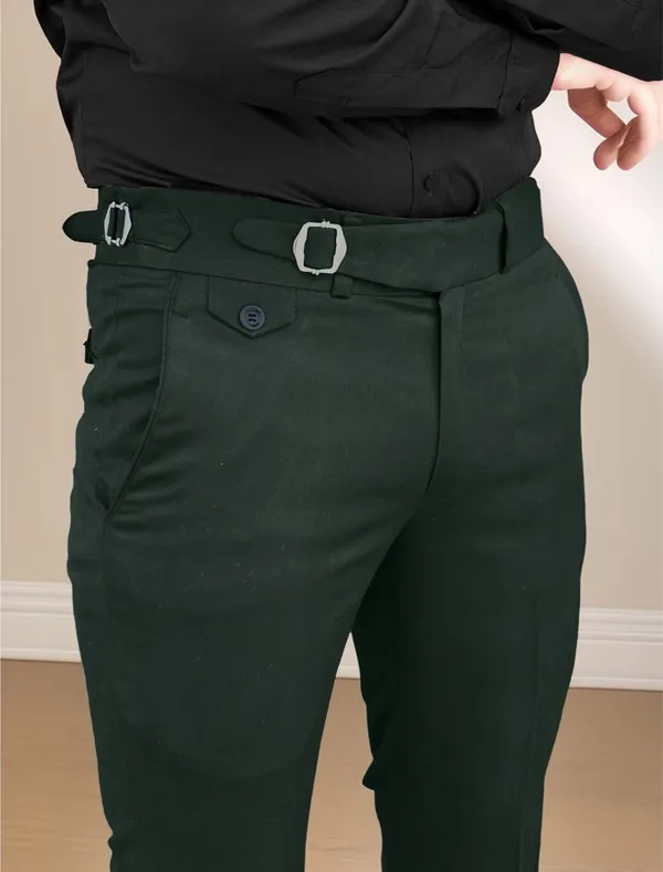 Bottle_Green_Single_Pleated_Buckle_Gurkha_Pants