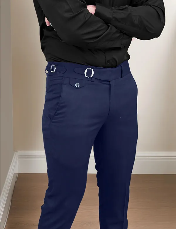 Navy_Blue_Single_Pleated_Buckle_Gurkha_Pants