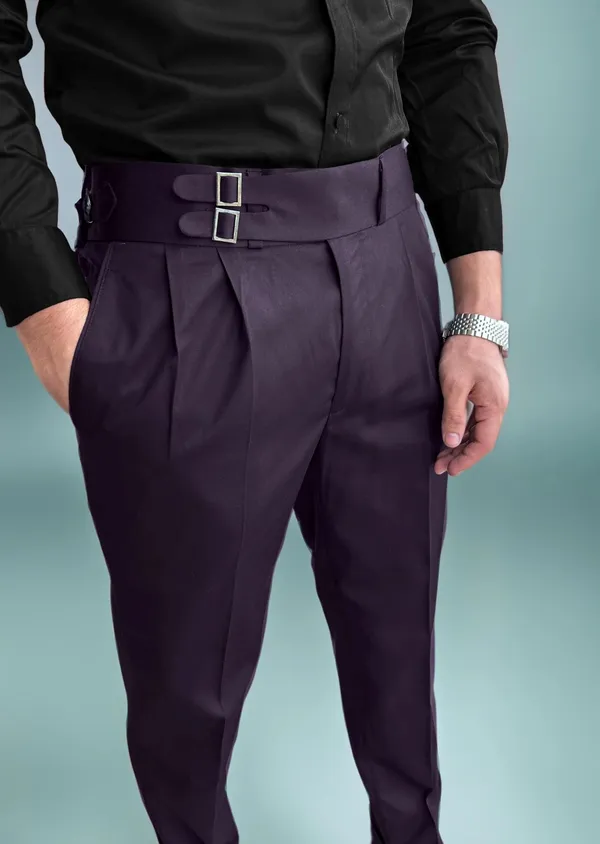 Violet_Double_Pleated_Buckle_Gurkha_Pants