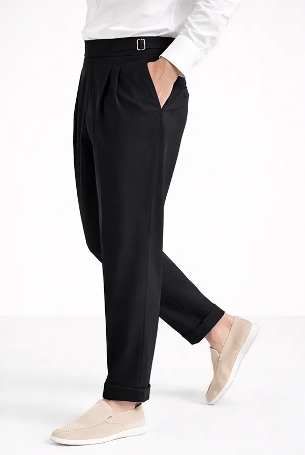 Black_Classic_Side_Buckle_Gurkha_Pants