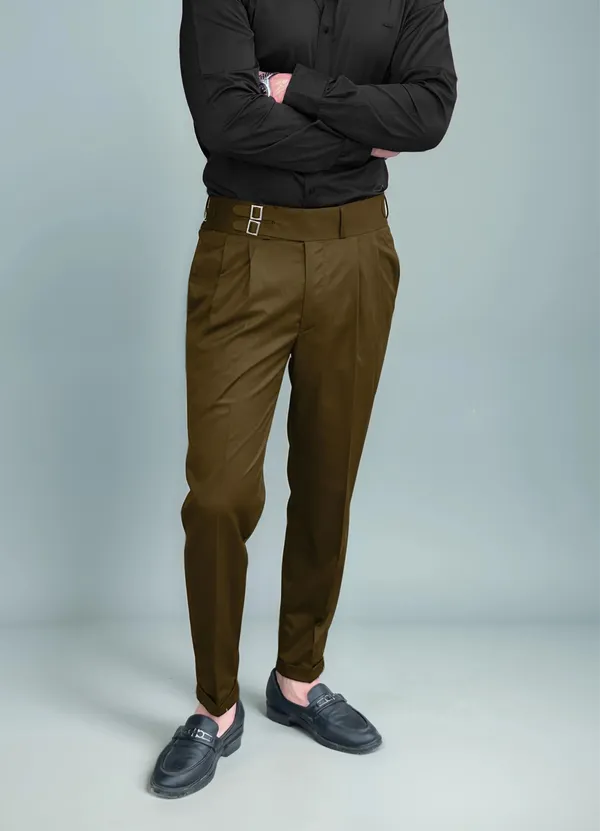 Brown_Double_Pleated_Buckle_Gurkha_Pants