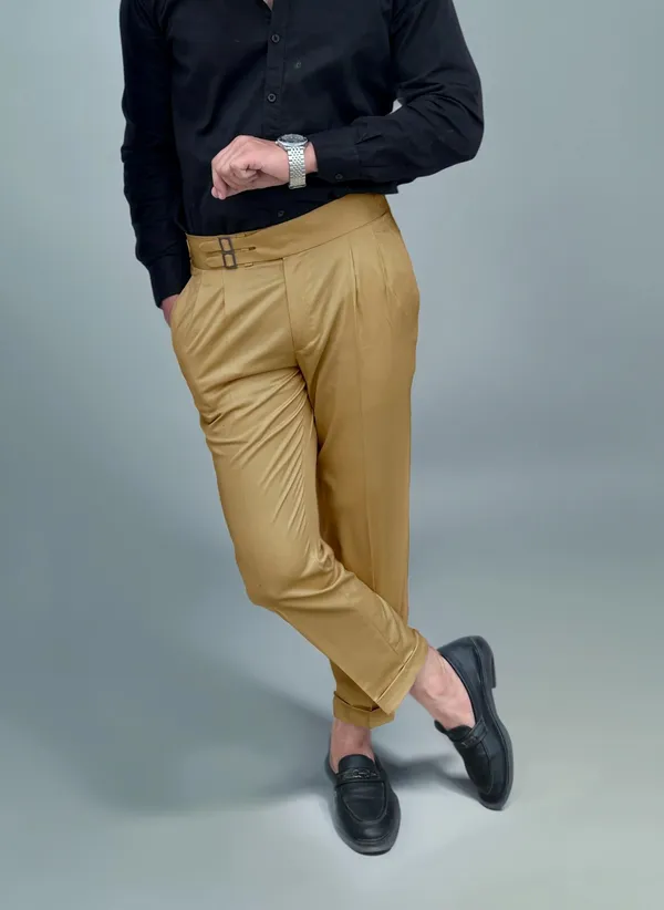 Camel_Double_Pleated_Buckle_Gurkha_Pants