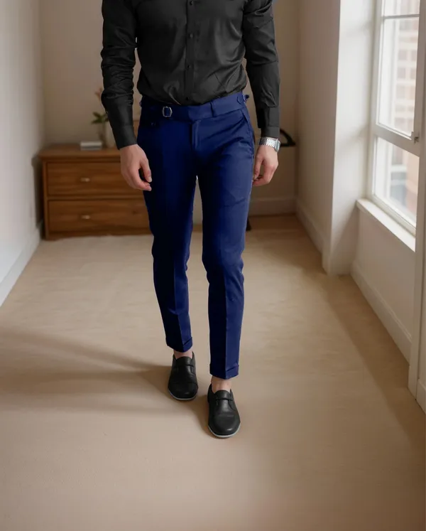 Navy_Blue_Single_Pleated_Buckle_Gurkha_Pants