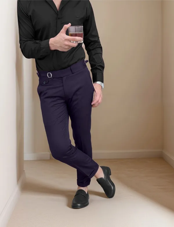 Violet_Single_Pleated_Buckle_Gurkha_Pants