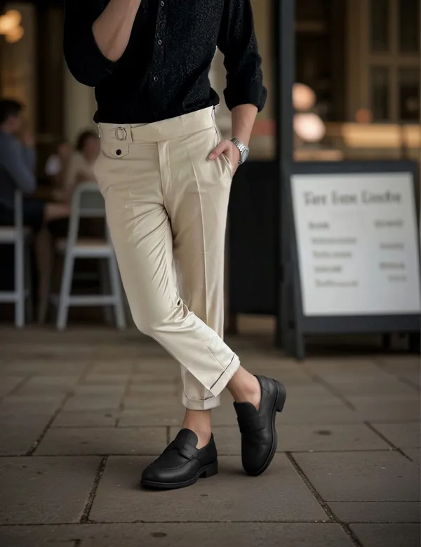 Beige_Single_Pleated_Buckle_Gurkha_Pants