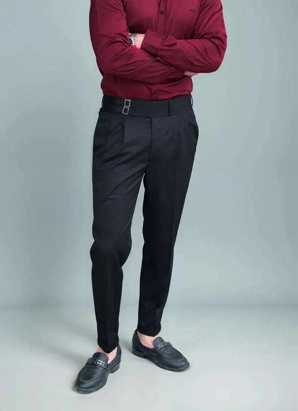 Black_Double_Pleated_Buckle_Gurkha_Pants