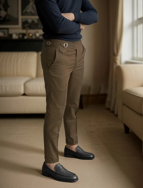 Brown_Single_Pleated_Buckle_Gurkha_Pants