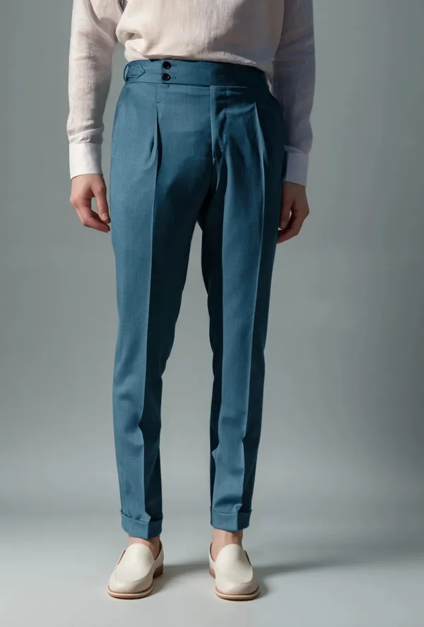 Teal_Blue_Signature_Buttoned_Gurkha_Pants