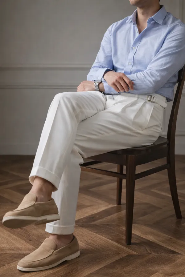 White_Classic_Side_Buckle_Gurkha_Pants