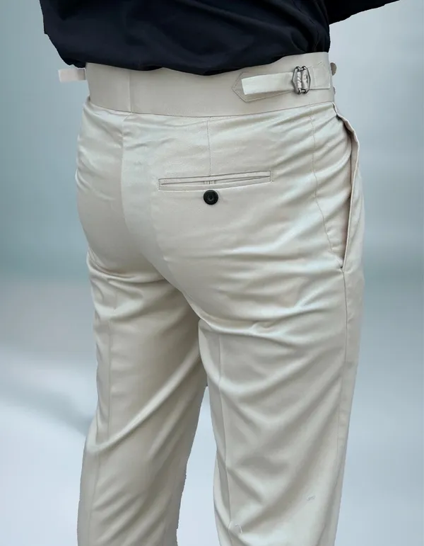 Beige_Double_Pleated_Buckle_Gurkha_Pants
