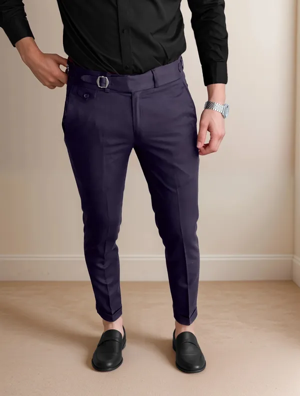 Violet_Single_Pleated_Buckle_Gurkha_Pants