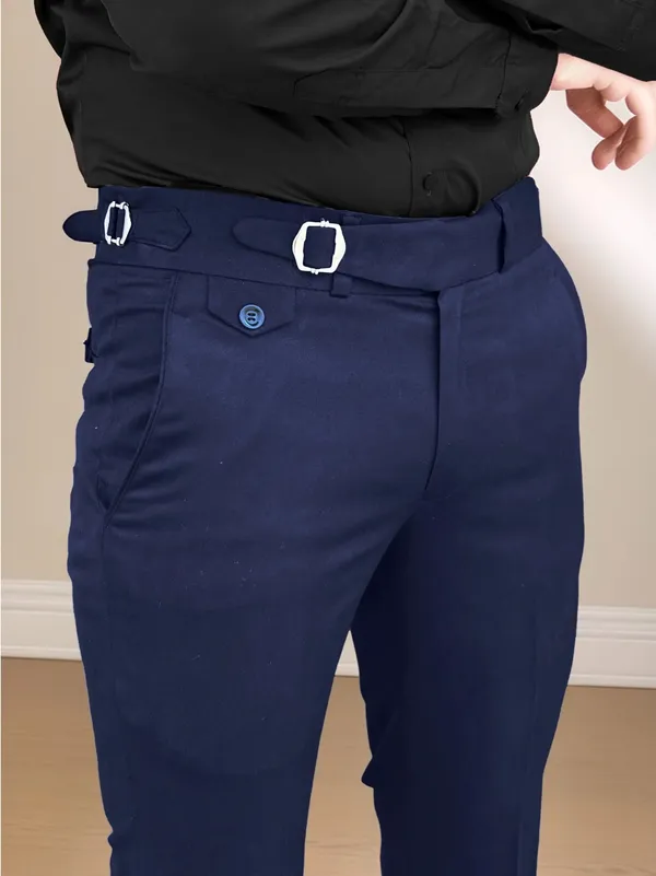 Navy_Blue_Single_Pleated_Buckle_Gurkha_Pants
