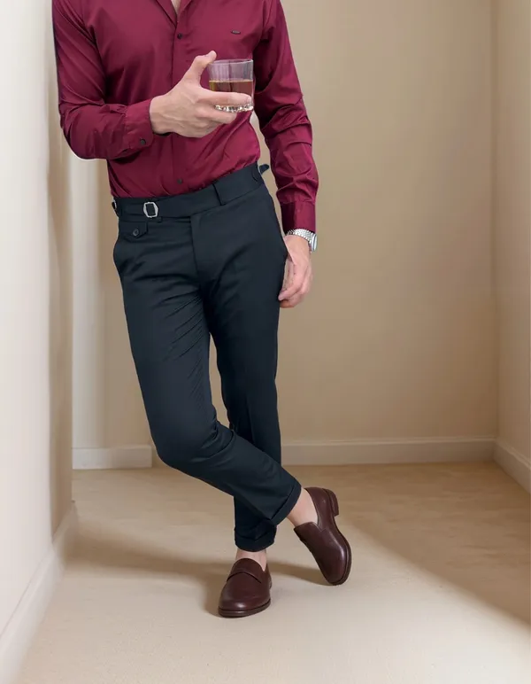 Black_Single_Pleated_Buckle_Gurkha_Pants