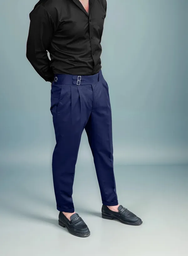 Navy_Blue_Double_Pleated_Buckle_Gurkha_Pants