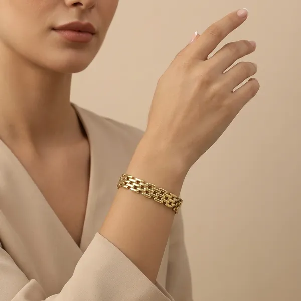 Gold_Toned_Geometric_Link_Bracelet_For_Women
