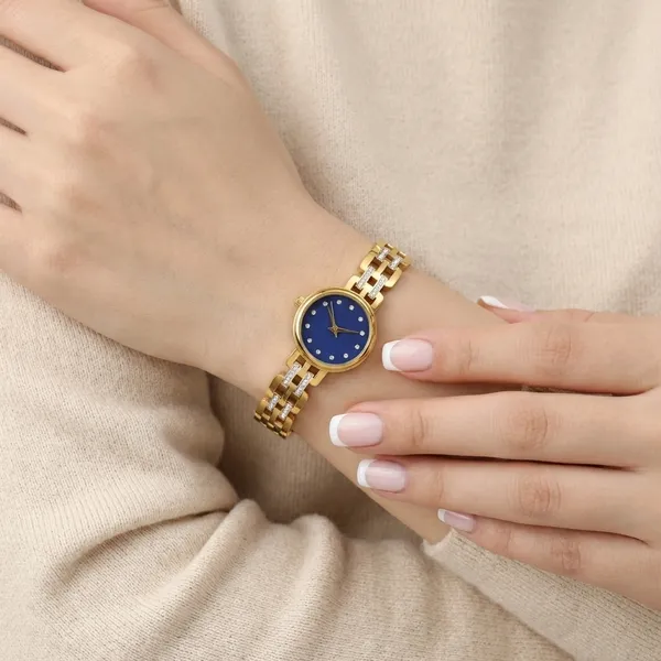 Elegant_Gold_Tone_Watch_With_Navy_Blue_Dial_For_Women